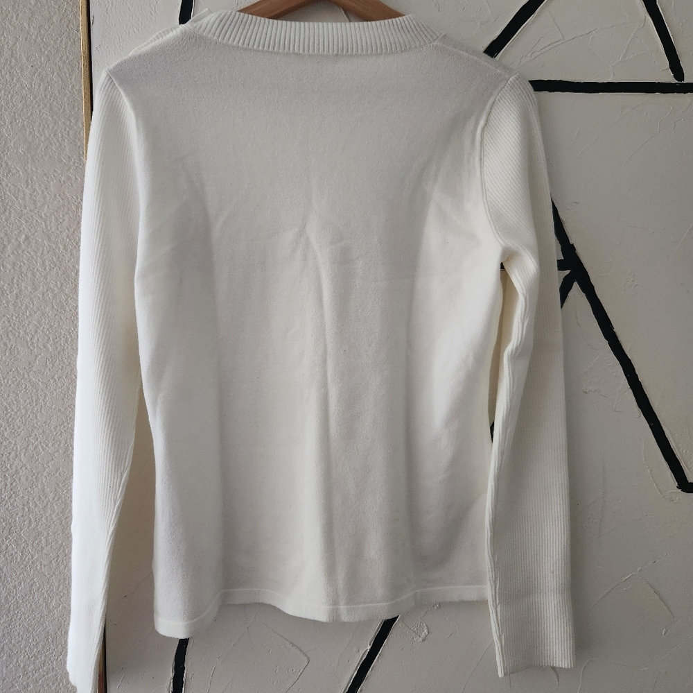 L'AGENCE Erica Pullover Sweater in Ivory Size M - Picture 9 of 10